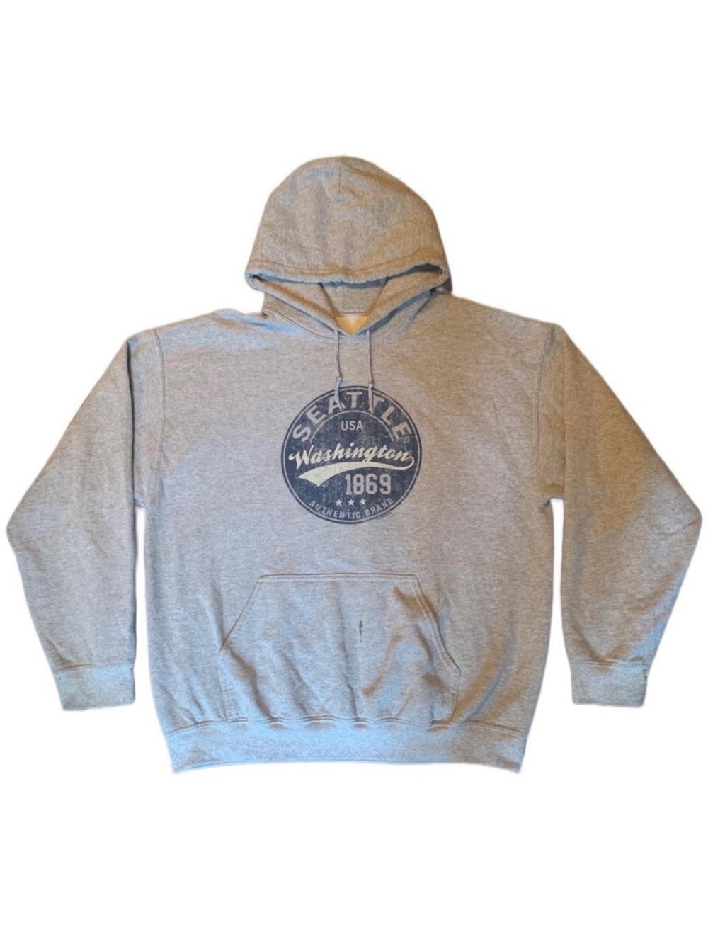 Seattle Washington Graphic Pullover Hoodie Gray Vintage Style Sweatshirt